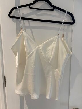 Abercrombie White Singlet with Beaded straps
